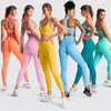 Women Leggings Fitness Set Women Green Rid Two 2 -Piece Yoga Sets Crop Top Bra Nadelloze workoutpakken