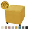 Stol täcker fyrkantig ottomansk täckning polär fleece fotpall elastisk fotstöd slipcovers house pouf carre möbler protector pall