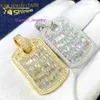 Hot Sell Sier Emerald Cut Diamond Hip Hop Dog Tags Charms D Color Moissanite Necklace Pendant Iced Out Jewelry