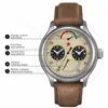 Retro Pilot Mens Watch Dual Cimehac Automatic Mouvement Mouvement Mouvement Corloge des militaires chinois Chronograph MECHECHICAL WESTES 240414