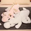 70 cm Giant White Dragon Plush Toy With Unicorn Horn Flying Wings Dragons Dinos kram Kasta kudde Dinos Nap Sleeping Gift