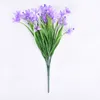 Flores decorativas Decorações de bolo de casamento Lavanda Bunco 4packs Plástico Artificial de flor artificial Arranjo de seda 7 Forks