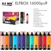 Original Elf Box 16000 Puffs Disponibla E-cigarett Puff 16K VAPE 0% 2% 5% förångar Laddning 1,0 Mesh Spole Vape Pen Puffbar 12 Smak i lager Puff 15 18K 20K vs Al Fakher 8000