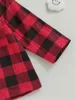 Roupas Conjuntos de roupas do Toddler Unisex 2pcs Conjunto xadrez com calça superior e elástica de manga comprida - roupa de outono elegante para meninos