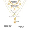 Multi Layered Circular Necklace Female Creative Minimalist Moon Lock Pendant Thick Chain