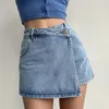 Rimocy mode onregelmatige hoge taille denim shorts vrouwen zomer een lijn rok broek vrouw streetwear blauw korte jeans vrouw 240415