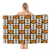 Towel Multistem Birds Black White Orange Beach Personalized Orla Kiely Scandi Super Soft Microfiber Bath Towels