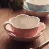 Cups Saucers European Ceramic Coffee Luxury Cherry Saucer Set Home Tea British Flower Cup CE / EU Tableware
