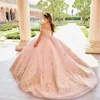 Две штуки роскошные цветочные детские платье розовое любимое платье Quinceanera 2024 Золотые цветочные цветы бусины Принцесса бальный платье сладкое 15 vestidos de xv Anos Party Gown