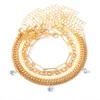 Boheemse armbandmetaal damesset met 6 meerlagige keten minimalistische armbanden