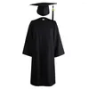 Kläderuppsättningar 1 set examen GOWN Fashion Plus Size Graduation High School Robe Top Hat Party Wear