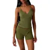 Dames shorts 2024 Fashion Summer Casual Pyjama Solid Color Button Cuff Cable Kantlounge