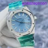 Highend AP Armwache Royal Oak Serie 15550st Ice Blue Plate Precision Stahl Automatische Mechanik Womens Watch 37mm