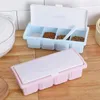 Storage Bottles Plastic 4 Grids Seasoning Box With Spoon Dustproof Spice Jar Lid Pink/Blue/Green Condiment Container Salt