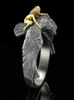 Bohemia Steampunk Black Eagle Men039s Ring de boda Girl Luxury Gold Flying en los anillos de la declaración para mujeres Joyería de moda7362016