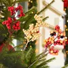 Fleurs décoratives 5pcs Berry de Noël Berry Artificiel Red Gold Cherry Staming Mini Fake Berries Ornement Ornement Tree Decor pour la maison Année 2024