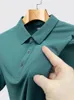 Polos masculinos plus size 9xl 8xl 7xl verão malha de ponta de gelo de seda de seda curta Camiseta de camiseta curta colar de camisa colar