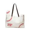 Trendy Baseball Handbag, Large Capacity Canvas Shopping Weekend Travel Shoulders Multi Pocket Tote bag Bag Popularity