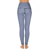 Aktive Hosen Marine Blau und weiße Linie Leggings mit Taschen Streifen Yoga Push Up Training Legging ästhetische Schnelltrocknentrenzblätter