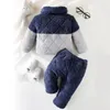 Clothing Sets Winter Baby Boy And Girl Plush Set Infant Coat With Long Pants Soft Keep Warm Embroidered Bear Pocket 0-3 Year