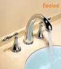 BL3005 Deck Mounted Three Holes Double Handles Widespread Bathroom Sink Faucet Tub Faucet Metal Lever Handles8660012