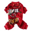 Hundekleidung Winter Jumpsuit Thermal Fleece Weihnachten Pyjamas warme Weihnachtsfeiertag Kostüme Santa Haustierkleidung für kleine Hunde Yorkie