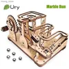 3D Puzzles Ury 3D Wooden Puzzles Catapult Track Device Marble Run Set Mechanical Manual Model Science Maze Ball Assembly Toy Gift for Teens Y240415