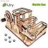 3D -Rätsel ury 3d Holzrätsel Katapult Track Gerät Marmor Run Set Mechanische Handbuch Modell Wissenschaft Labyrinth Ball Baugruppe Spielzeuggeschenk für Teenager Y240415