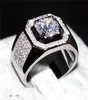 Uomini di lusso 10kt anelli ricchi di oro bianco pieni gioielli di dito eterni 66 mm 12ct Diamond