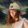 1pc2pcs feminino de salva -vidas de salva -vidas palha de verão praia chapéu de sol ao ar livre bohemia lady moda fedora panamá chapéu 240412