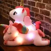 Gefüllte Plüschtiere bauen weiche Spielzeuge Plüsch gefüllte LED LIGE Tiere Regenbogen leuchten leuchtende Plüschpuppen Kinder Peluche Geschenk L47