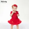 Mädchen Kurzes Baby Ärmelverbund Rose Prinzessin Kleid Set