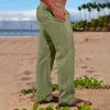 Herrbyxor casual bomullsmode dragkonstig färg strand 2024 byxor lösa andas med fickor sommar pantaloner