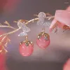 Dangle Ohrringe koreanische Mode Schmetterling für Frauen Pink Opal Valentinstag Jubiläum Geburtstag Schmuck Geschenk