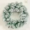 装飾的な花クリスマスリース人工白い雪の玄関の装飾雪が群れた家の装飾のアクセサリー