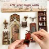 3D головоломки Ury 3d деревянная головоломка Magic Led Led Book Книга Nook Shelf Kit Kit Miniature Fairy Tale Tower Книжная полка лесной книжный книжный книжный книжный книж