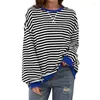 Chemises actives Stripe Sweater Femmes 2024 T-shirt à manches longues Vêtements pour femmes Simple Striped Fottings Tops automne