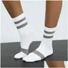 Sportsocken al 2 Paar Yoga Frauen mittlere Länge Baumwolle MTI Farbe Nicht -Slip High Cap Girls Cheerleader Pilates Fitness Drop Lieferung Outozj