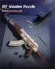 3D головоломки Robotime Rokr Automatic Rifle Ak-47 Blocks Model Model Комплект Утверждение 3D Деревянная игрушка с эластичной полосой для взрослых Y240415