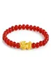 999 Bracciale d'oro giallo vero donna Luck Bless Bless Pixiu con perle di agata rossa Bracciale 6 LJ201020207858945