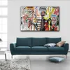 Jean Michel Basquiat Graffiti Wall Art Street Art Art Canvas 인쇄 팝 아트 화려한 유화 추상 포스터 침실 현대 가정 장식을위한 벽 사진