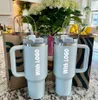 Co bran-ded Spring Blue Black Chroma With 1:1 Logo H2.0 40oz Stainless Steel Tumblers Cups with Silicone handle Lid Straw Car mugs Water Bottles US STOCK i0415