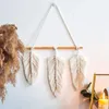 Tapestries Macrame Wall Hanging Love Leaves Decore مع شرابات داخلية مصنوعة يدويًا حبلًا منسوجًا للمنزل للمنزل