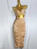Casual Dresses Feicheng Women's Clothing Fashion Elegant Slim-Fit Sexy Figure Flattering Long Dress 160