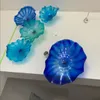 Arte murale di vetro soffiato a mano Dale Chihuly Flower Plates Nordic Soggiorno Blu Colore Murano Glass Plaques e segni Accendi a parete Ampiccante Accenti