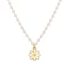 Colliers pendants Chauer bijoux de mode mignon petite marguerite collier simulation chaîne de perles chrysanthemum clavicule femmes en gros en gros