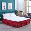 Thicken Ruffles Eyelet Floral Embroidery Scalloped Elastic Dust Ruffle Bed Skirt With Premium Cotton Polyester Fabric 240415