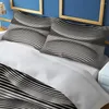 Sängkläder sätter utsmyckning säng svart och vit uppsättning hem textil lyxgeometri 3D digital tryckning av full storlek i full storlek designer