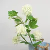 Decorative Flowers 5 Snow Balls Green Hydrangea Branches Leaves Silk Artificial Used For Wedding And Home Decoration