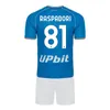 23 24ナポリキッズキットサッカージャージーミンジェンヘンH.ロザノRrahmani Zielinski Politano Lobotka Anguissa Home Football Shirt